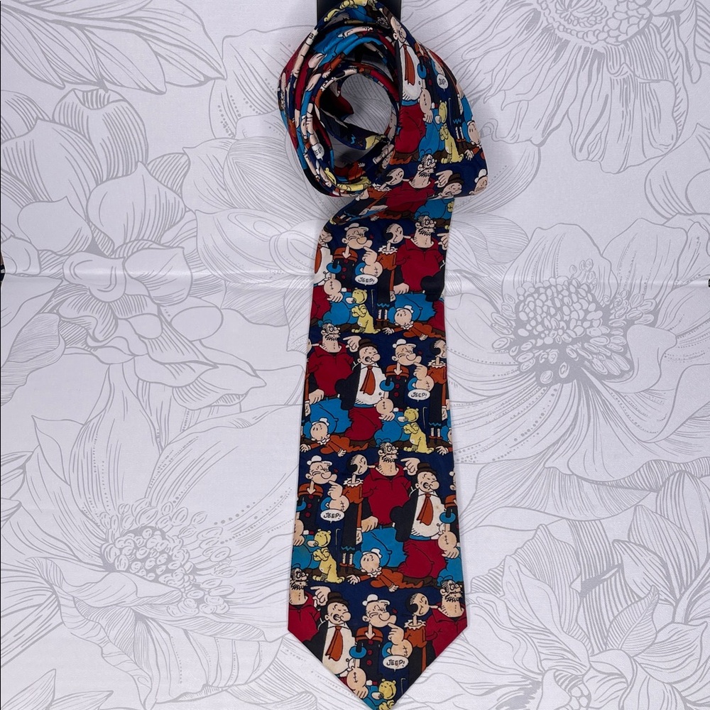 Playful Popeye Character Tie in Multicolor